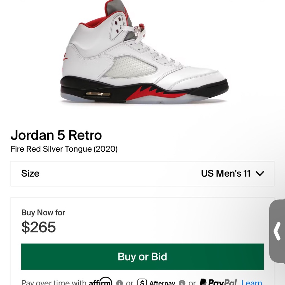 Nike Men OG Fire Red 5 White and Red , no box .